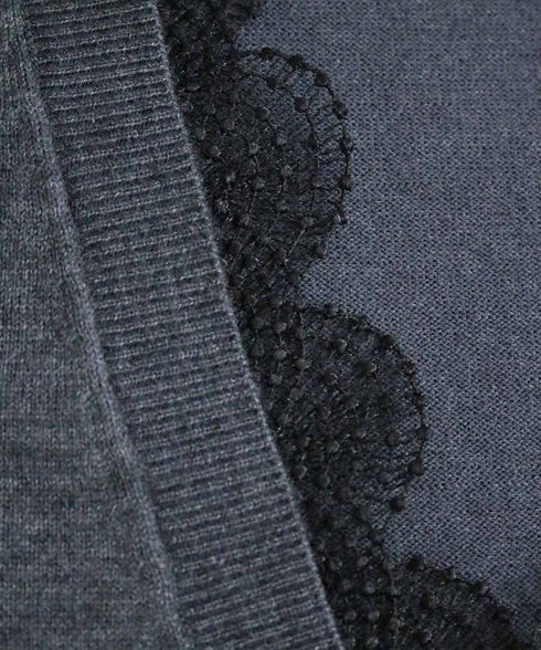 14G wool layered scallop-lace top