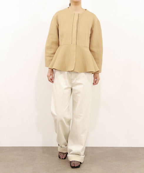 paper knit embroidery peplum jacket