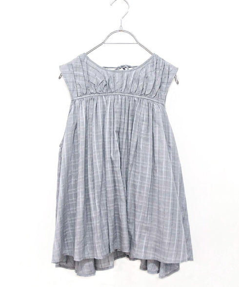 sheer check 2way gathered blouse