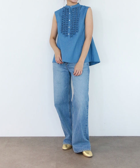 modern tuck frill flare blouse