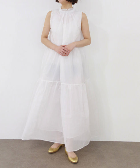 【再入荷】sheer starched cotton gather dress