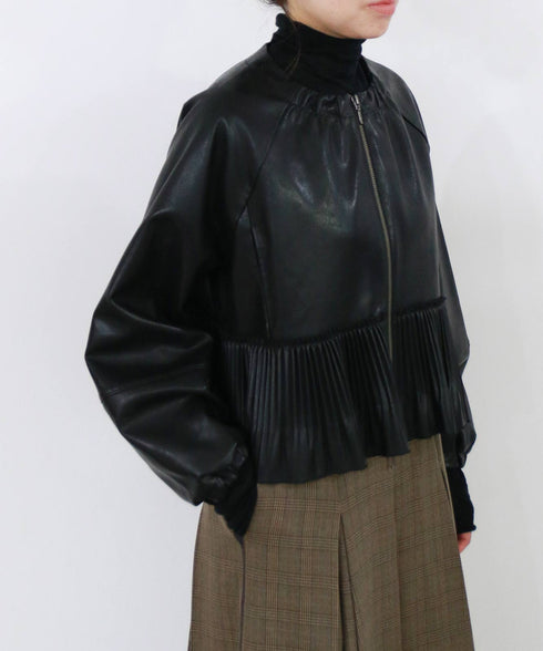 eco leather pleats jacket