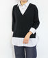 striped shirt layered knit top