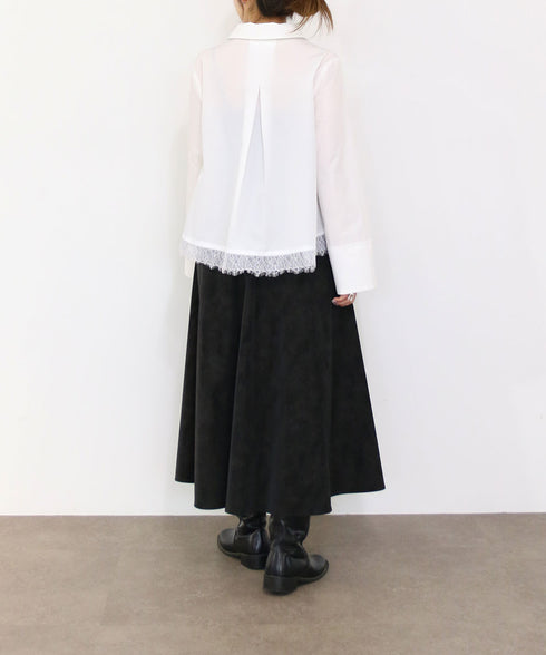 <9/4発売>pearl hem lace flare shirt