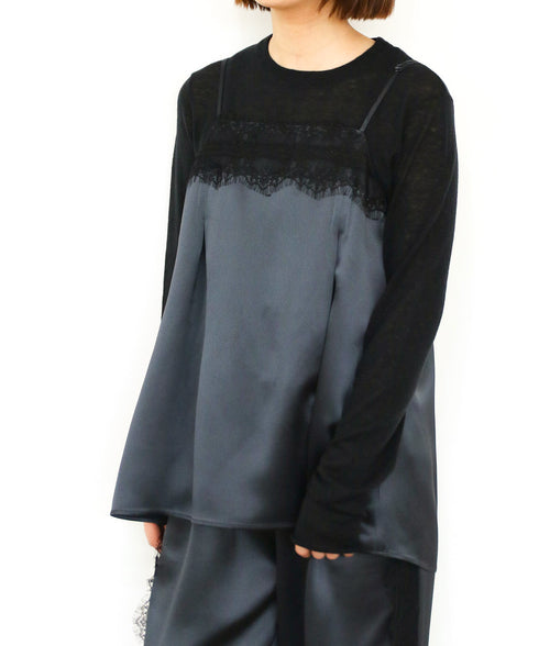 【SOI-MeME】eyelash lace satin camisole