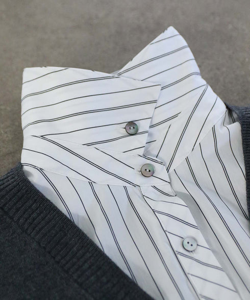 striped shirt layered knit top