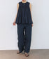 sheer check 2way gathered blouse