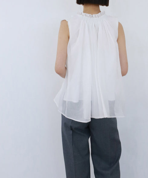 sheer starched cotton gather blouse