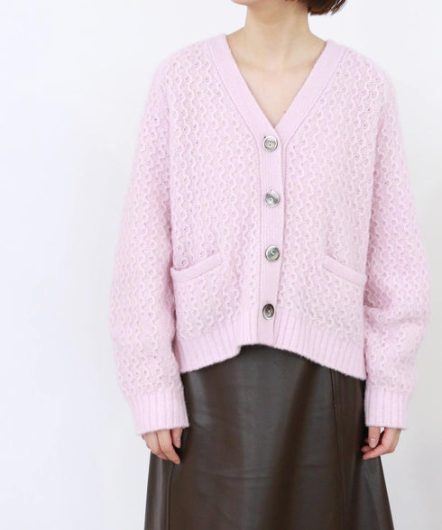 wool cotton aran knit cardigan