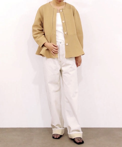 paper knit embroidery peplum jacket