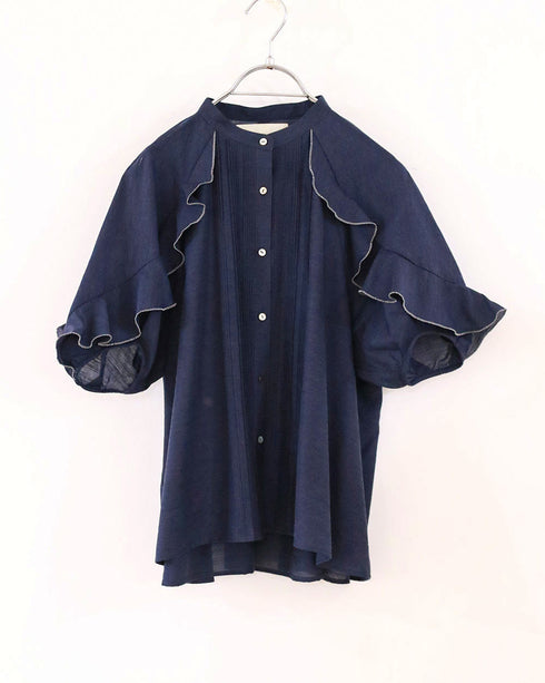 sheer raffle pintuck blouse
