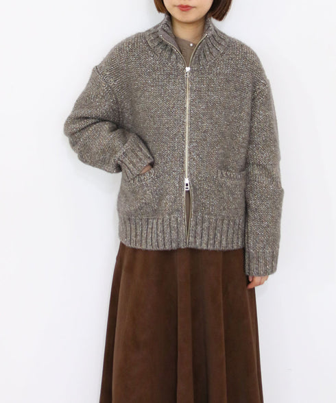 10/9発売予定【SOI-MeME】lame knit high neck blouson