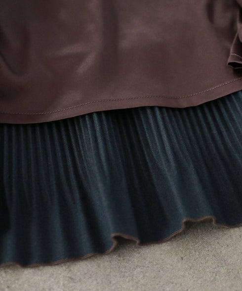 eco leather pleats jacket