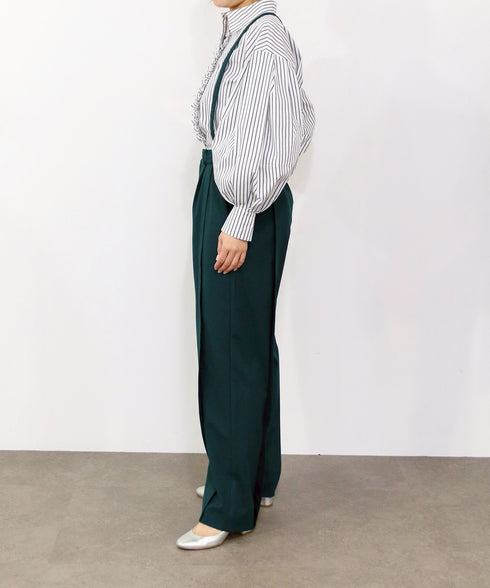 【SOI-MeME】suspenders tucked curve pants