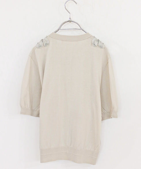 cotton nylon code embroidery knit cardigan