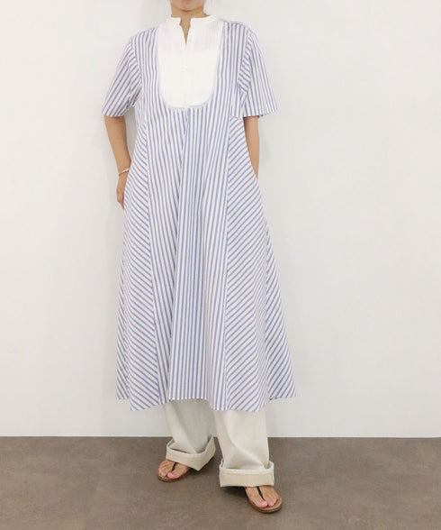 pin tuck bosom embroidery one-piece