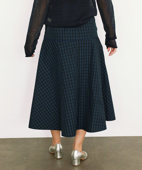 gingham check embroidery skirt
