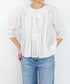 sheer check raffle collar blouse