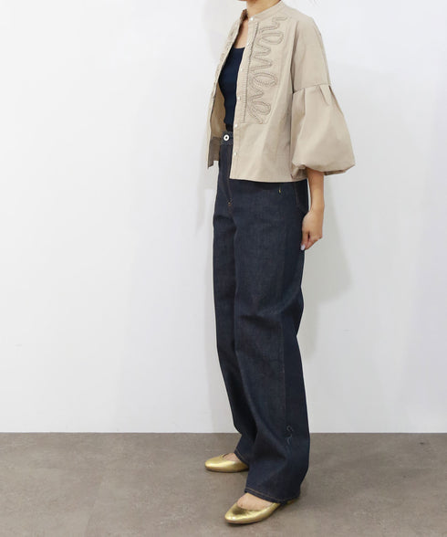 【SOI-MeME】diamond tuck embroidery blouse