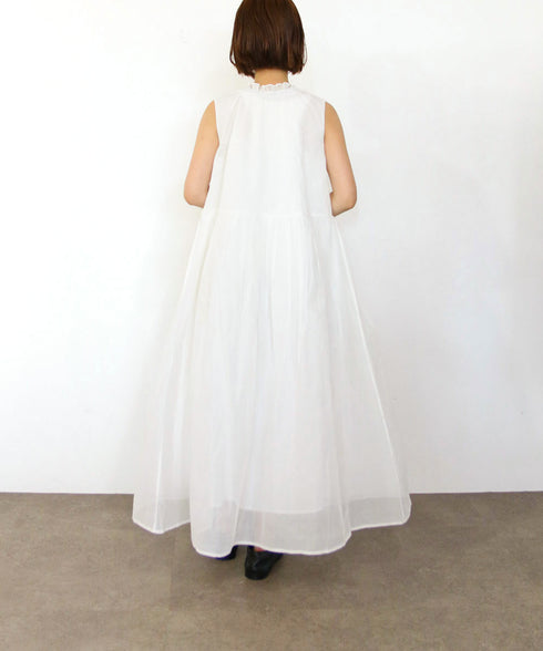 sheer starched cotton 2way gather dress