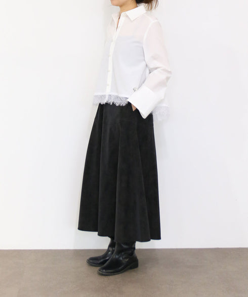 <9/4発売>pearl hem lace flare shirt