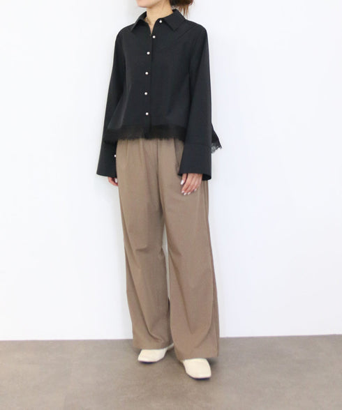 <9/4発売>pearl hem lace flare shirt