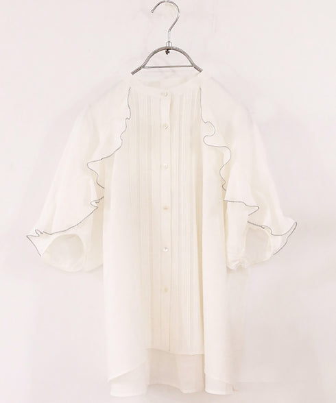 sheer raffle pintuck blouse
