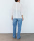 picot raffle collar tuck blouse
