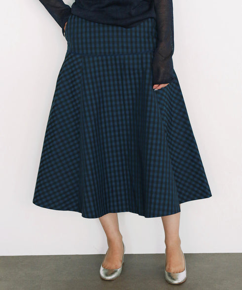 gingham check embroidery skirt