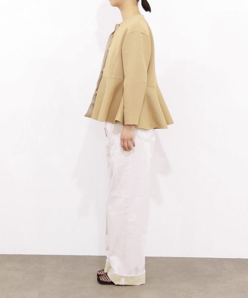 paper knit embroidery peplum jacket