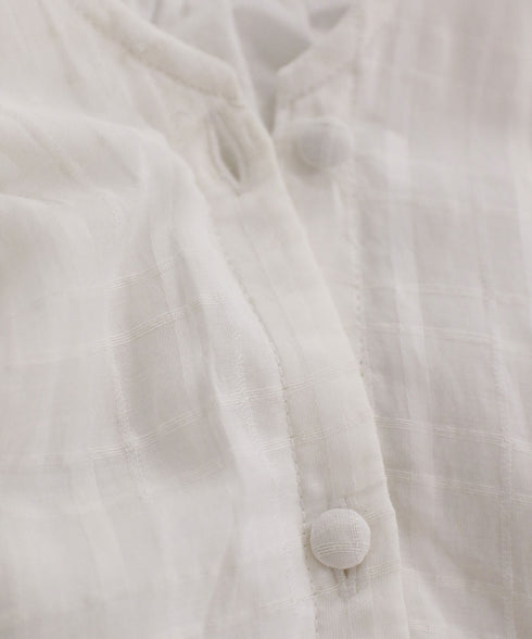 sheer check 2way gathered blouse