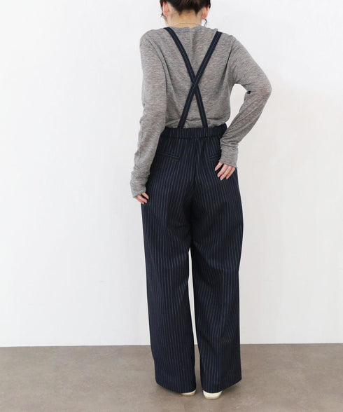 warm pinstripe suspender pants