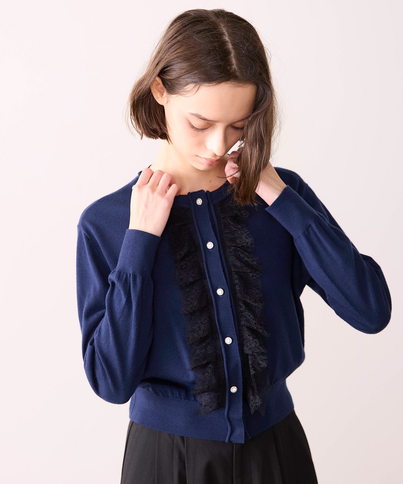 eyelash lace tuck frill cardigan – MARILYN MOON OFFICIAL ONLINE SHOP