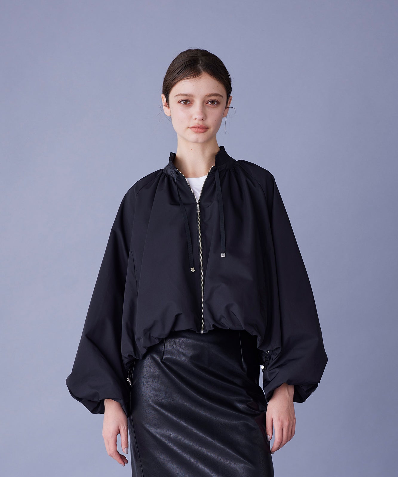 pleated twill balloon blouson – MARILYN MOON OFFICIAL ONLINE
