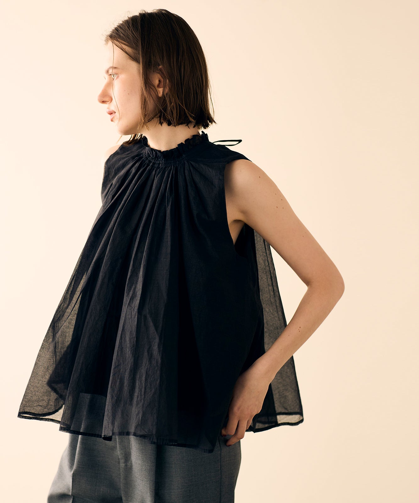 sheer starched cotton gather blouse – MARILYN MOON OFFICIAL