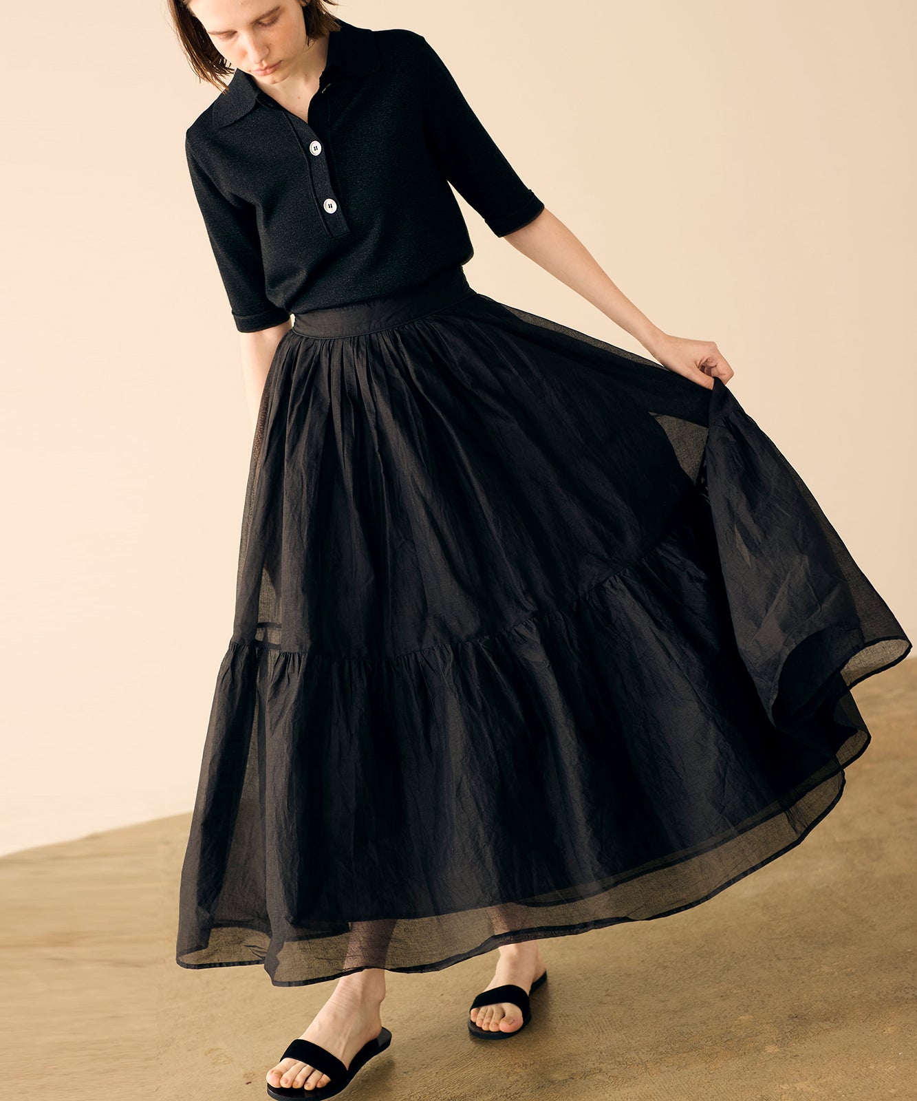 再入荷】sheer starched cotton gather skirt – MARILYN MOON