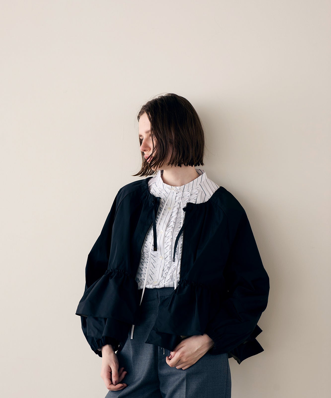 予約》spiral taffeta raffle blouson – MARILYN MOON OFFICIAL