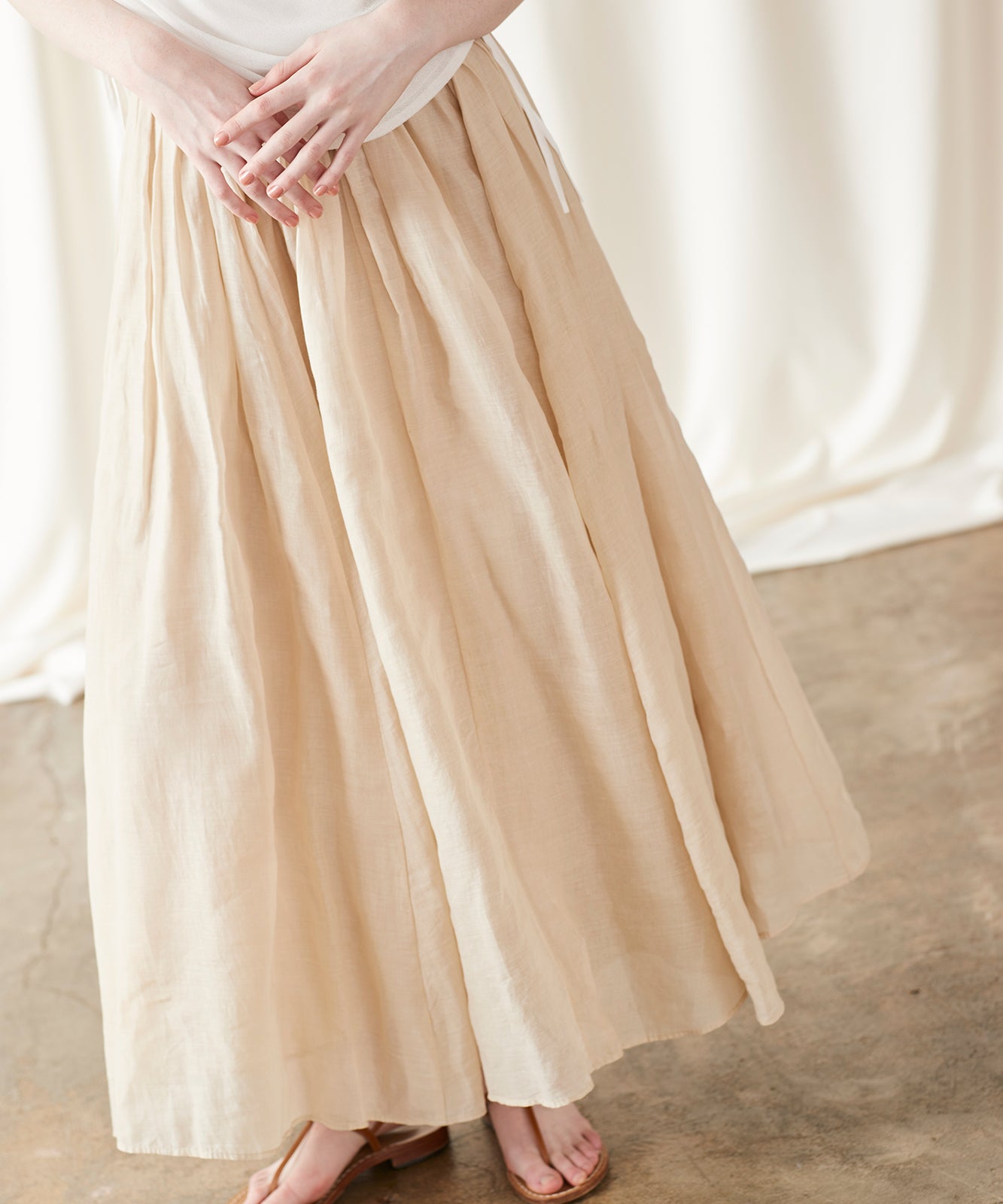 【新品・紙タグ付】MARILYN MOONのタックTECHNIGUEシアーSK 再入荷】tuck technique sheer cotton skirt – MARILYN MOON