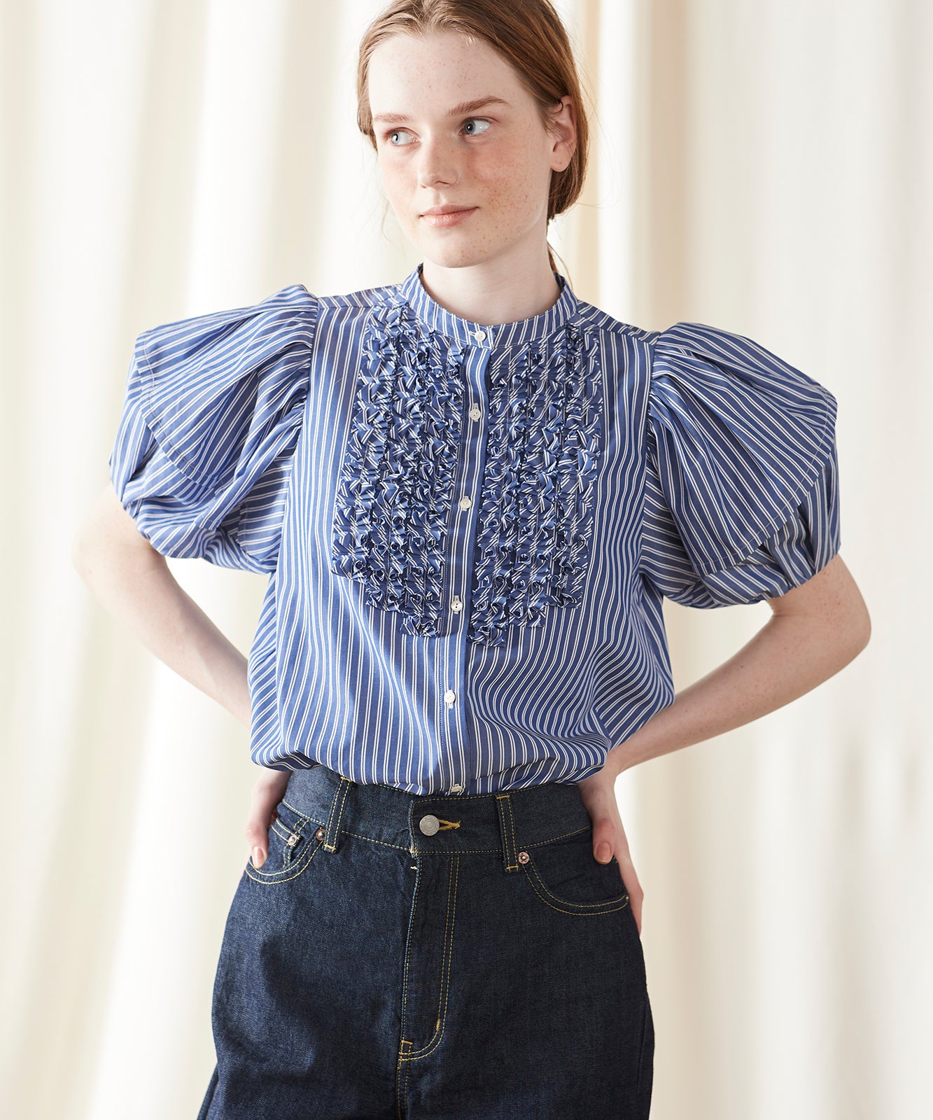 トップス Modern tuck frill volume sleeve blouse トップス Modern tuck frill volume sleeve blouse Tops
