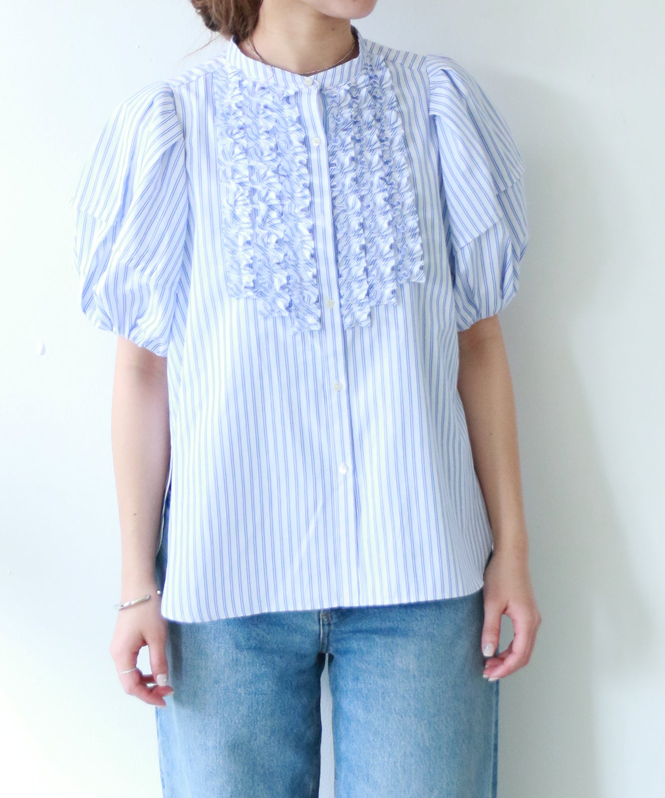 トップス Modern tuck frill volume sleeve blouse 再入荷】modern tuck frill volume sleeve blouse – MARILYN