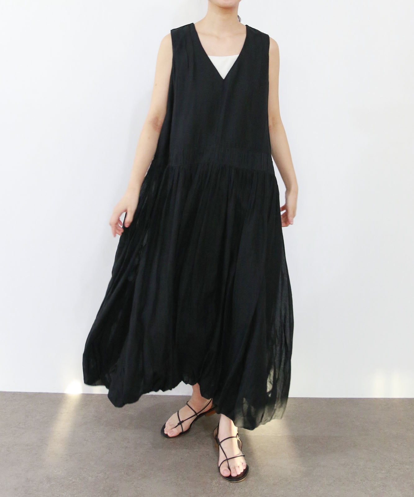 【LAMEREI】★Sheer Balloon Dress ☆ロングドレス tuck technique sheer cotton 2way balloon dress – MARILYN